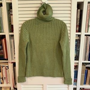 Eddie Bauer Green Cotton Blend Turtleneck Sweater S